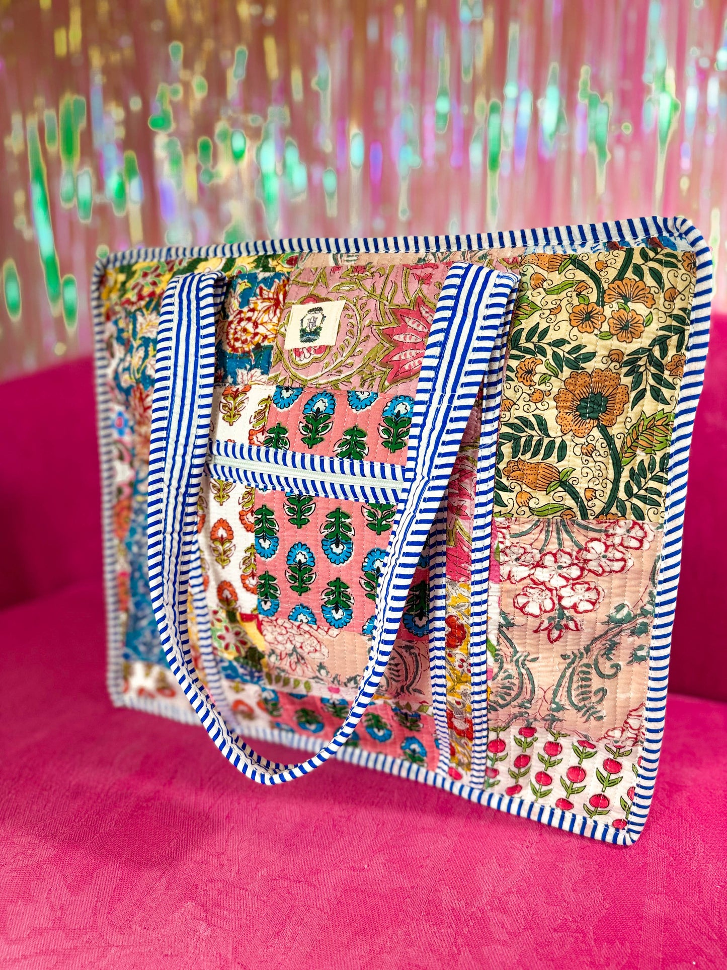 Amalfi Patch Travel | Large Quilted Zipper Tote Bag