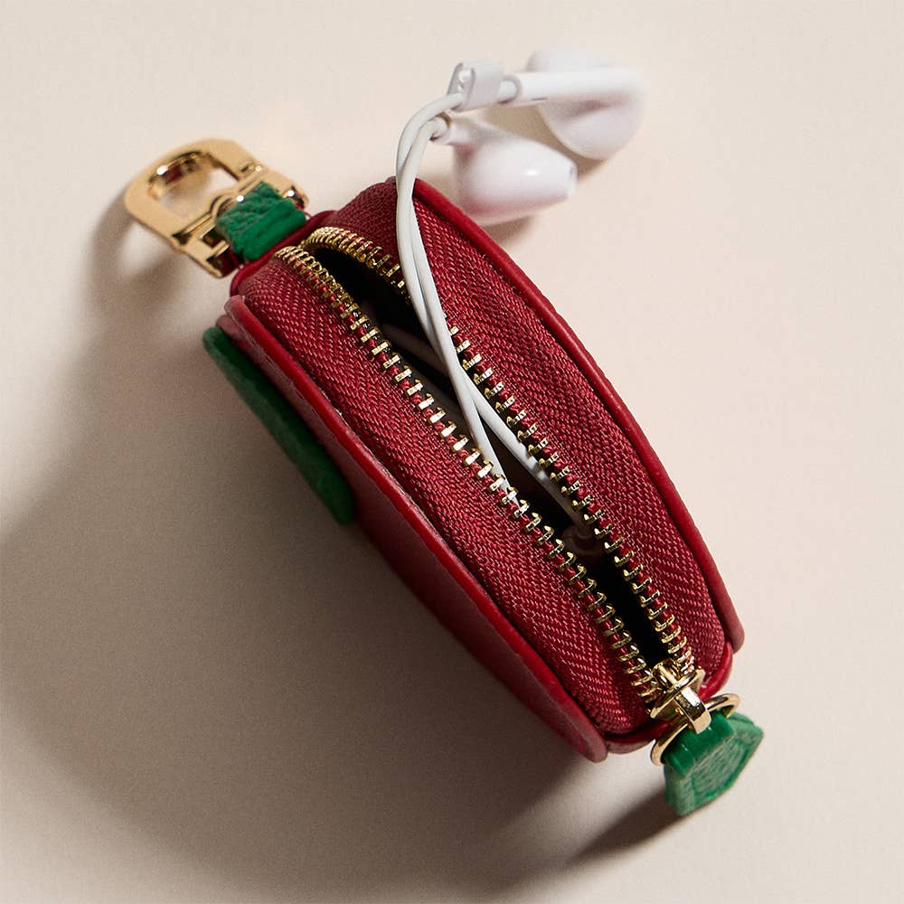 Genuine Leather Apple Coin Purse / Keychain / Bag Charm