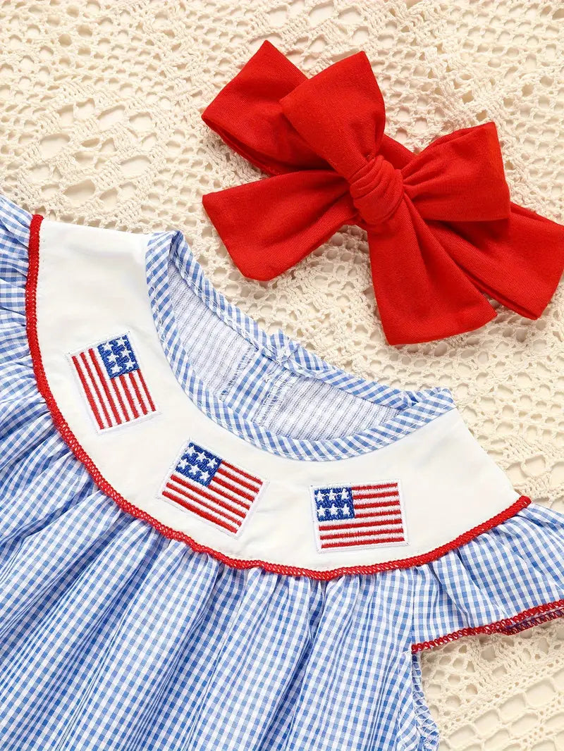 American Flag Smocked Girls' Dress