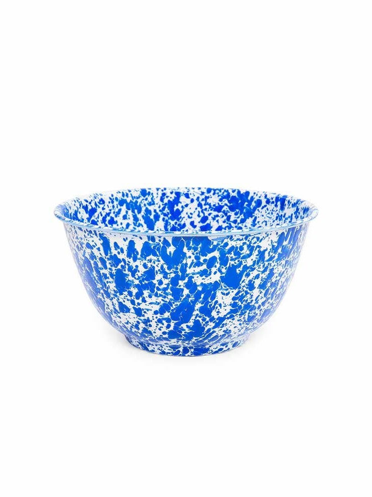 Splatter Enamelware Large Salad Bowl: Blue Splatter