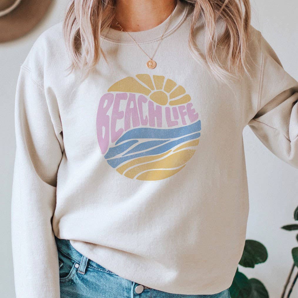 BEACH LIFE Sweatshirt: HEATHER DUST