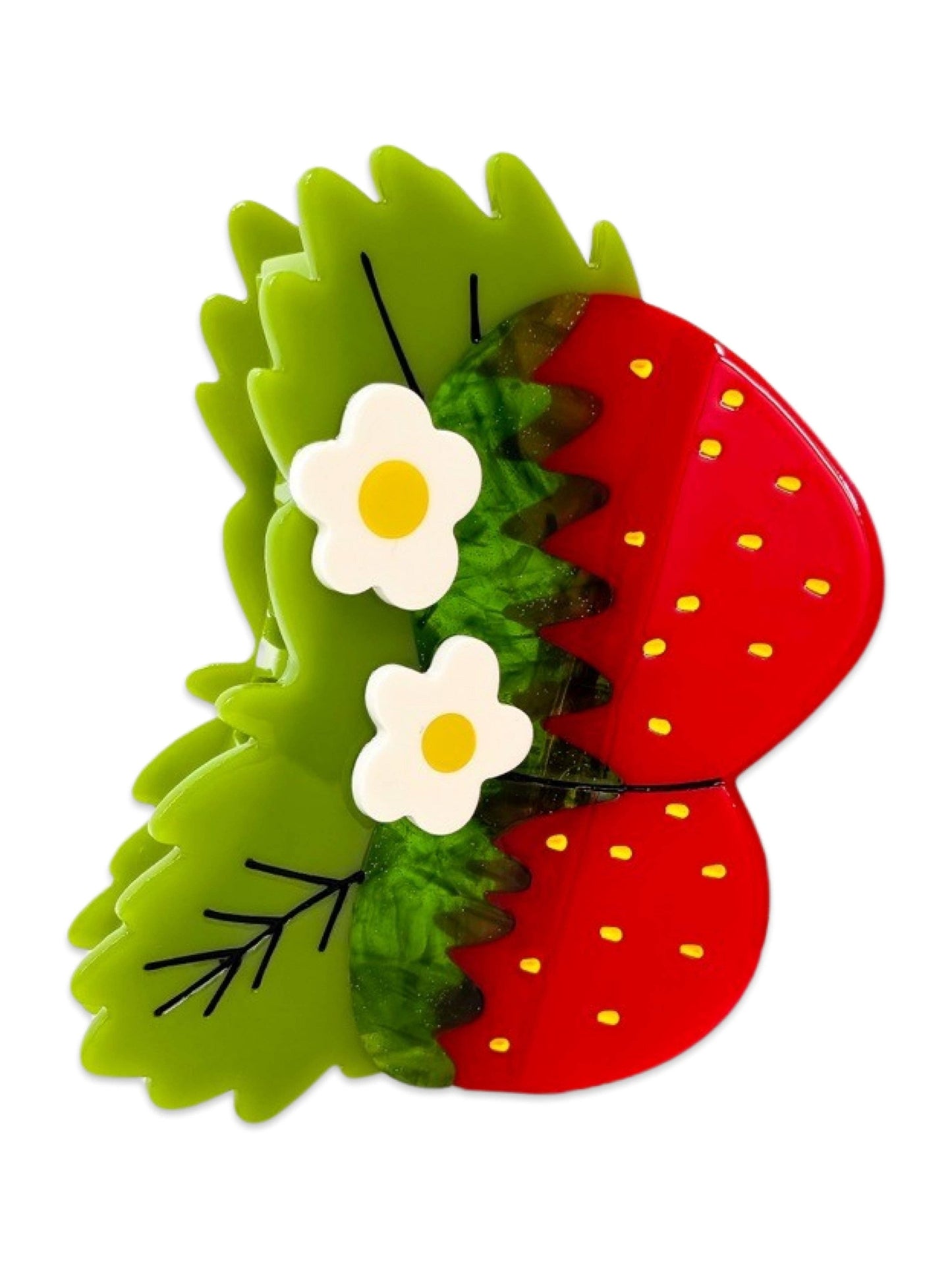 Large Strawberries and Flowers Hair Claw Clip