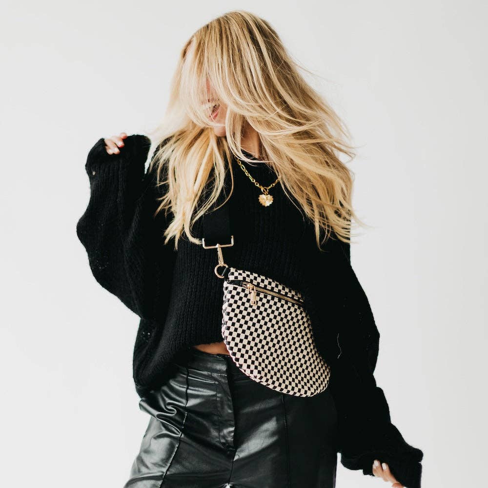 Westlyn Woven Bum Bag Wholesale - NEW COLOR ADDED!: Checkered Emerald