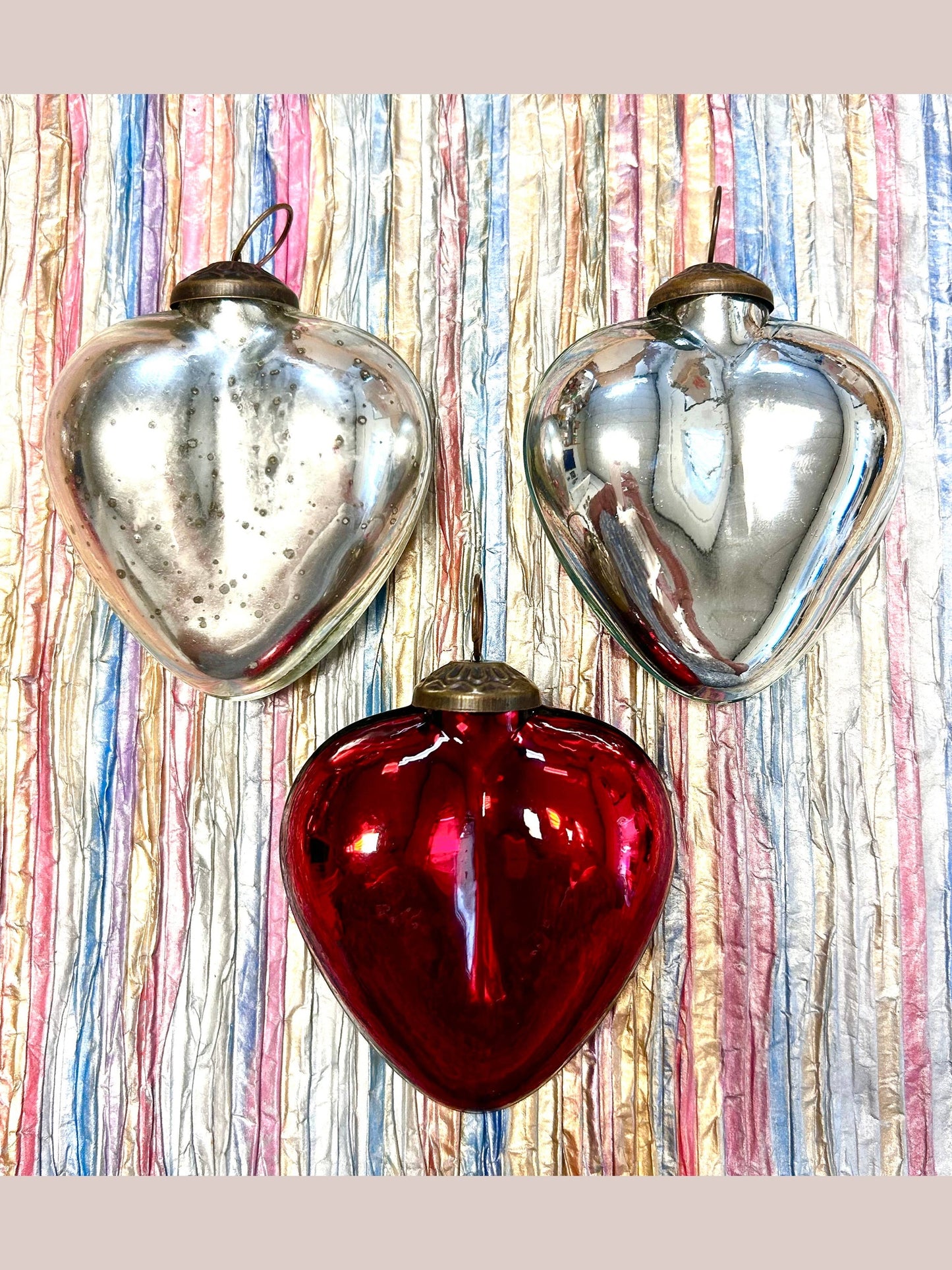 3" Antique Silver Heart Ornament