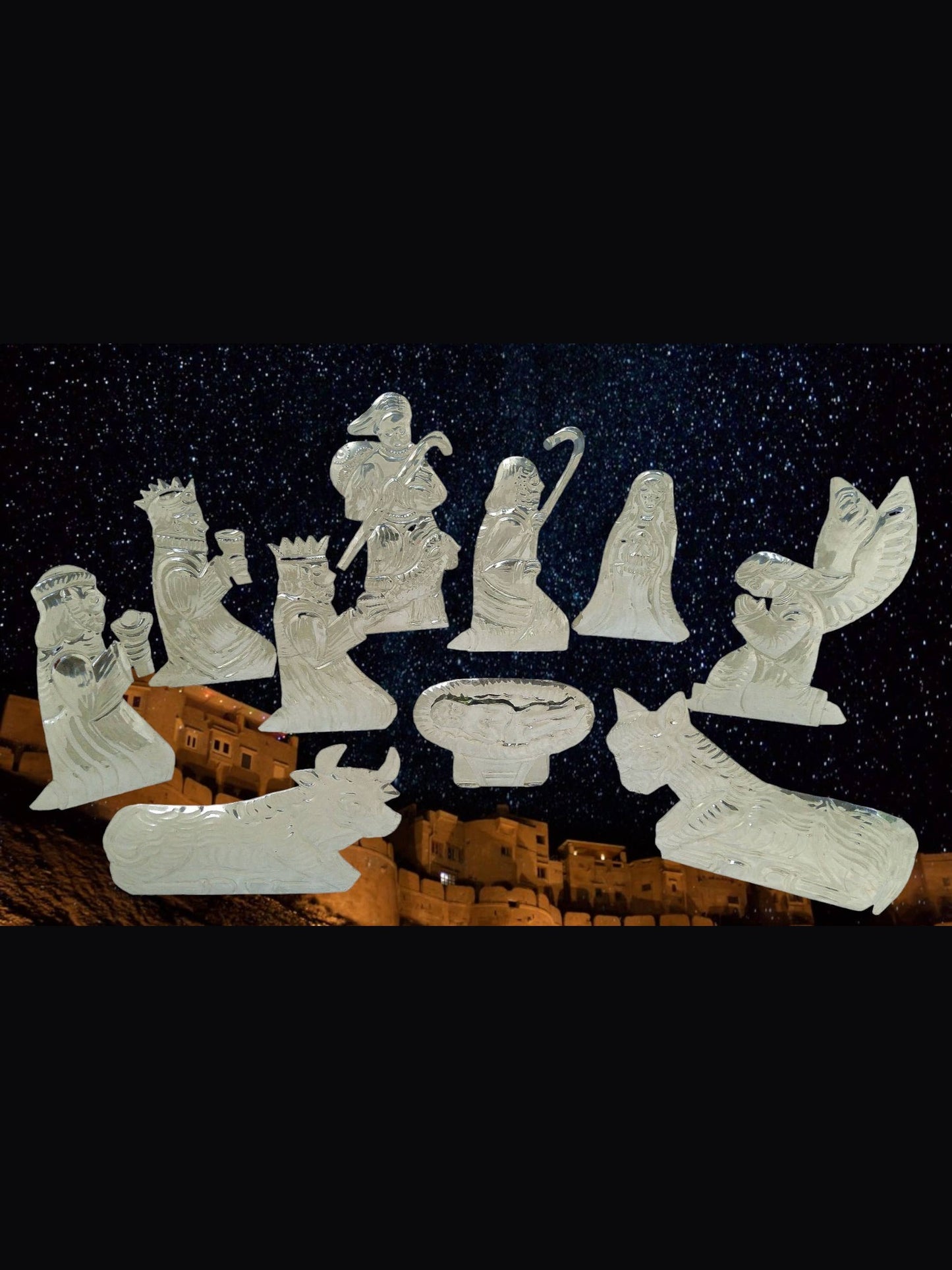 10 Piece Tin Nativity Set