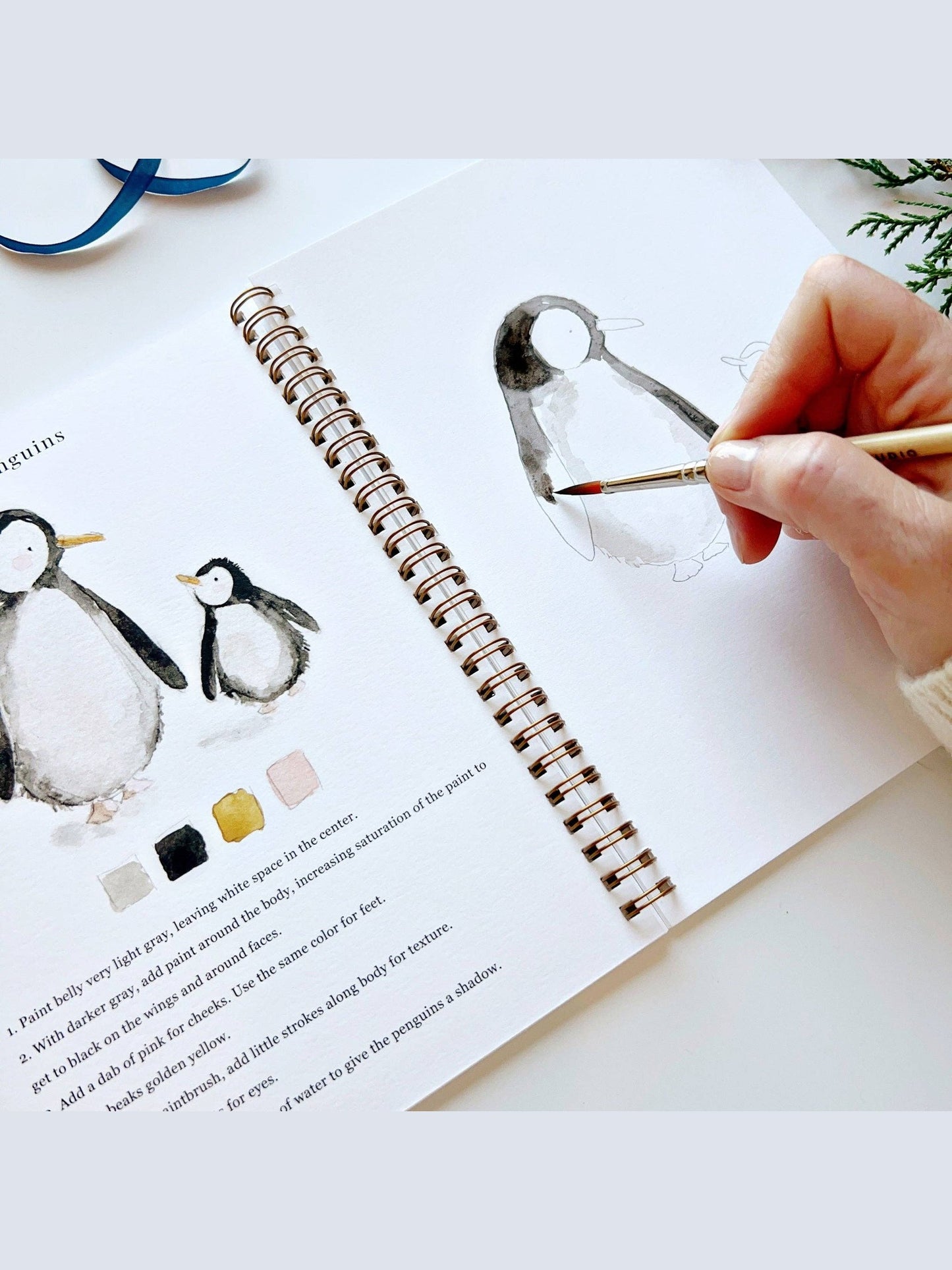 Winter watercolor paint workbook