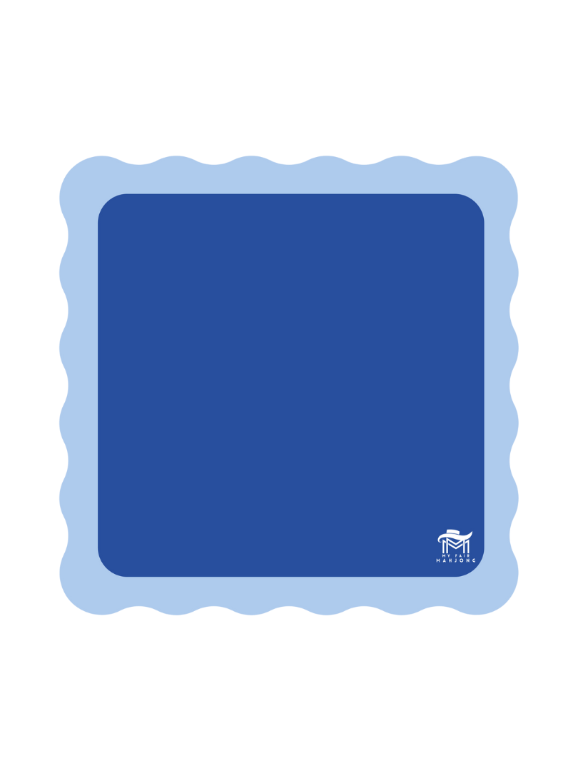 MINI MAHJONG MAT | Color Wave | 21" x 21": Pink Center- Blue Scallop