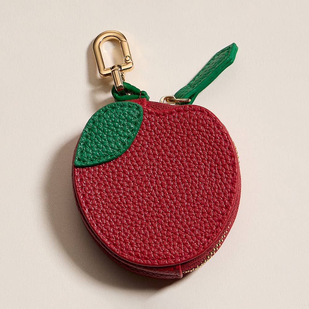 Genuine Leather Apple Coin Purse / Keychain / Bag Charm