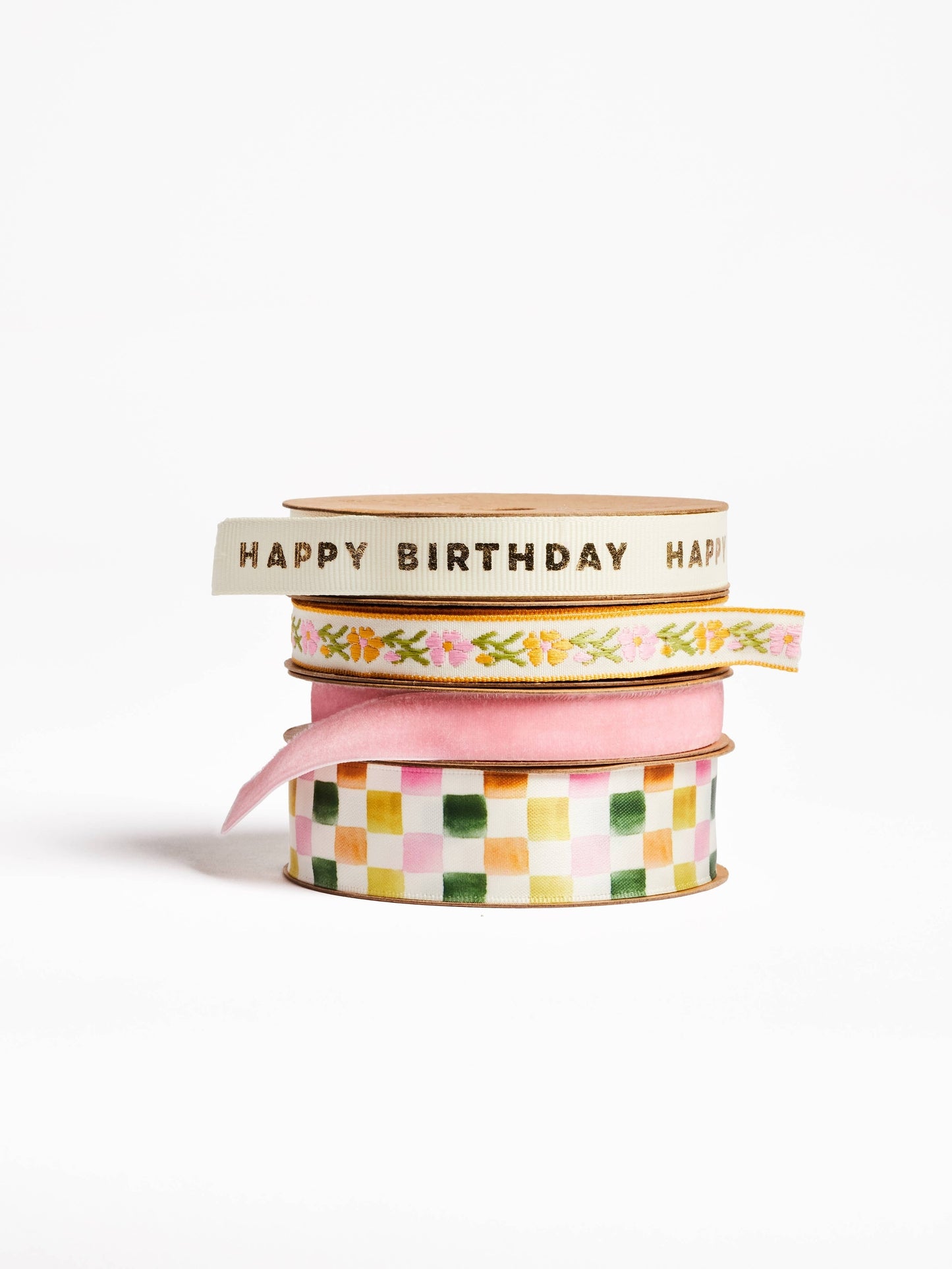 Pink Vine Floral Woven Ribbon