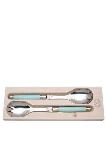 Jean Dubost Salad Servers with Turquoise Handles
