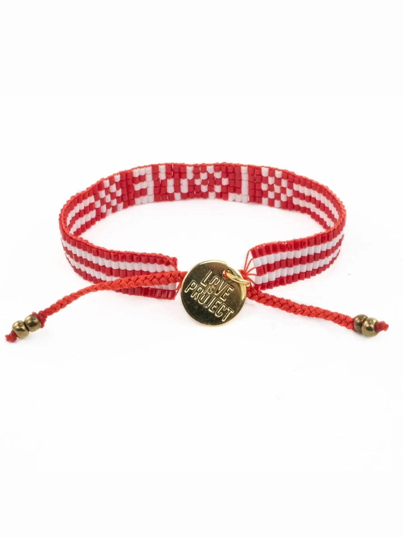 Seed Bead Love Bracelet - Red