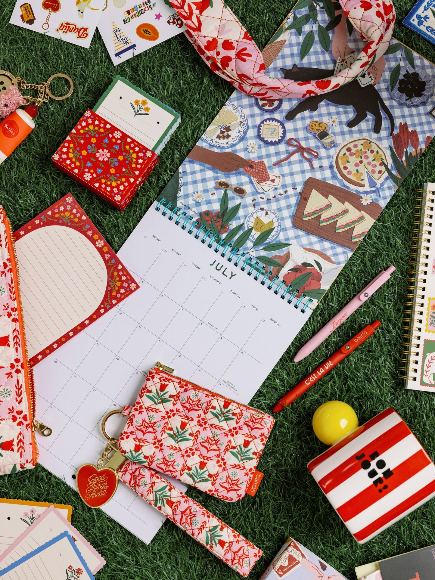 Wristlet, Pink Tile Floral