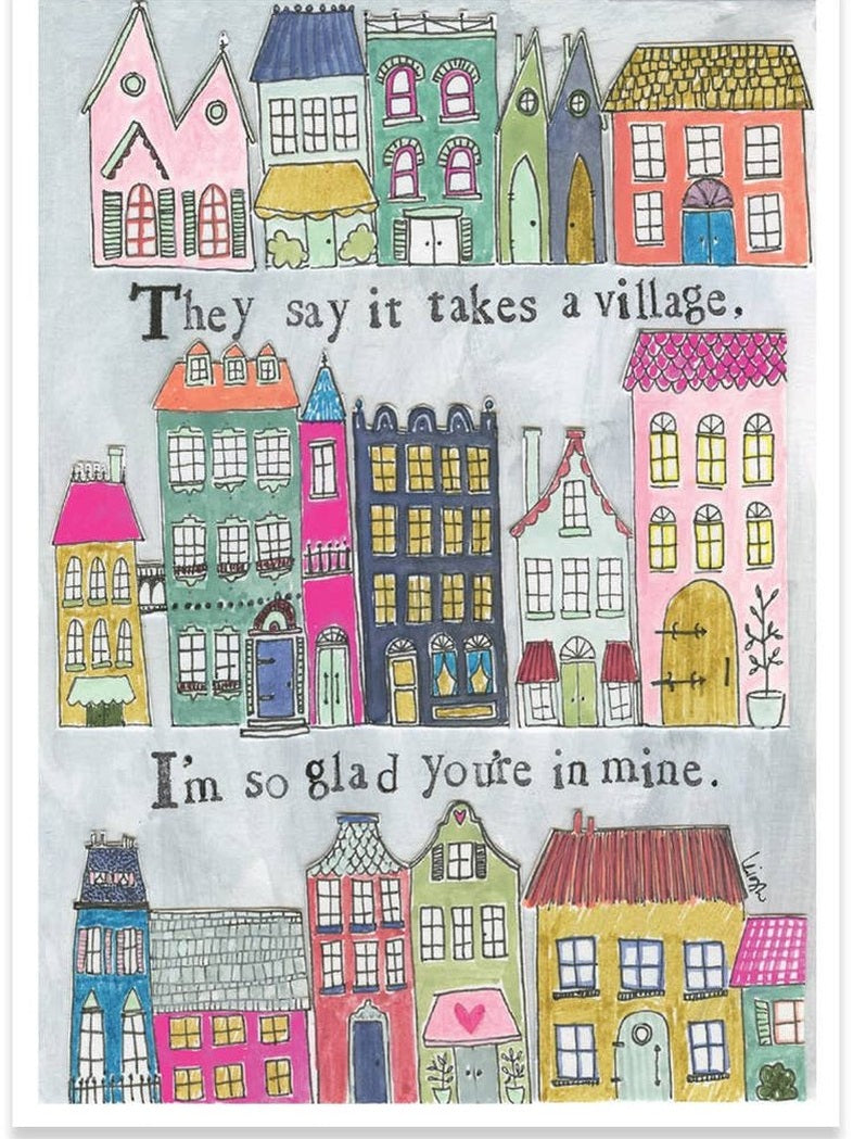 "It Takes a Village" Card by Curly Girl