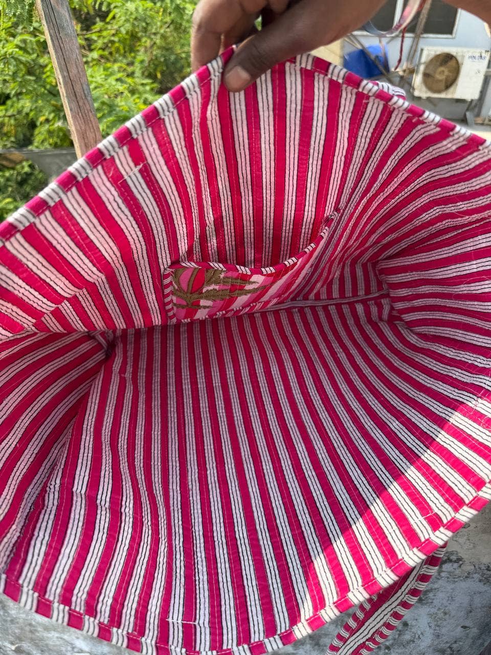 Floral Block Print Quilted Tote Bag