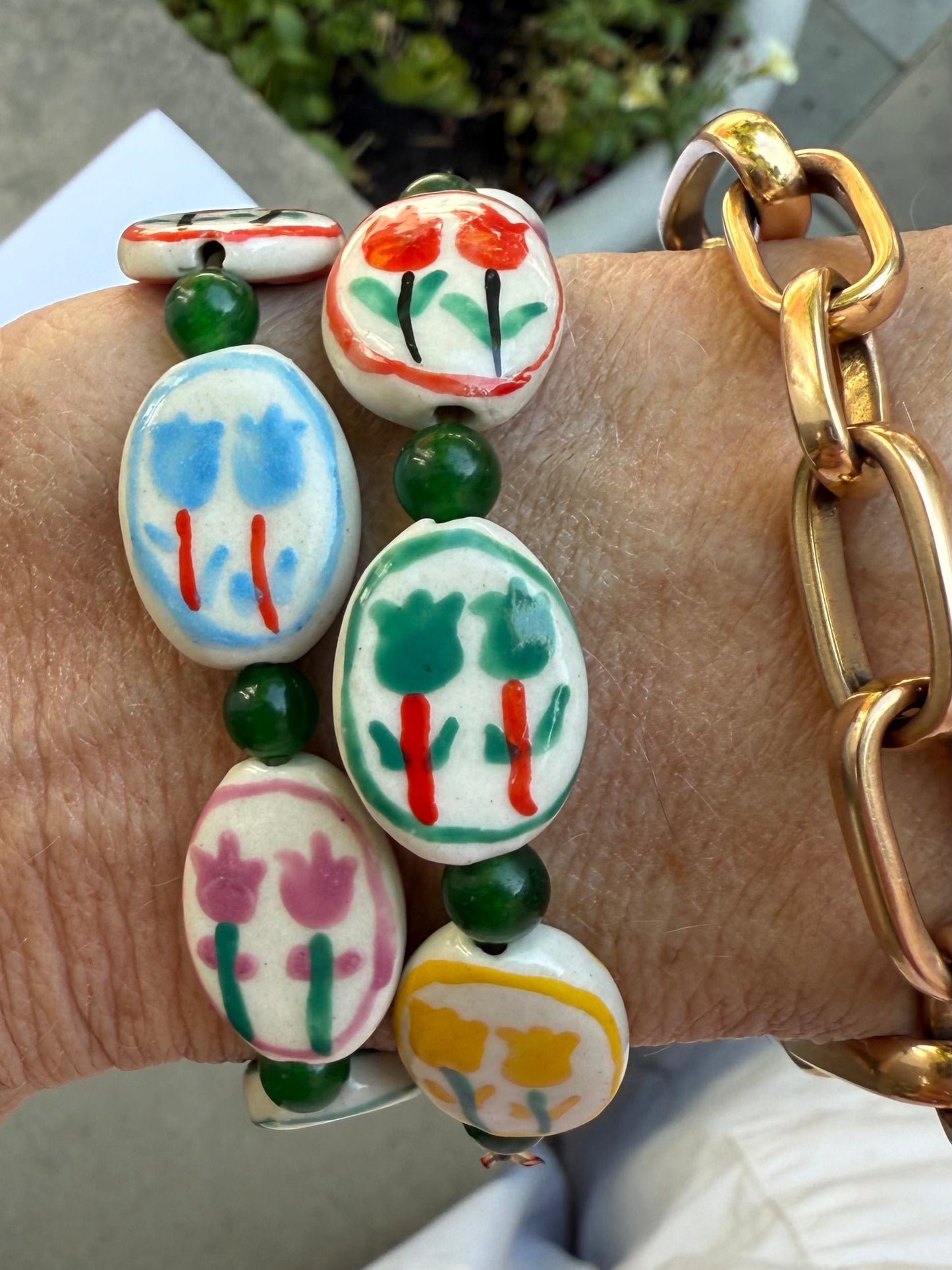 Tulip-Beaded Stretch Bracelet