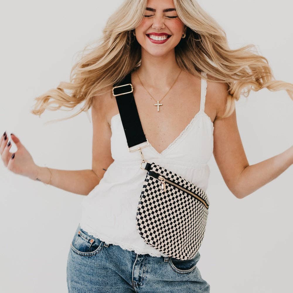 Westlyn Woven Bum Bag Wholesale - NEW COLOR ADDED!: Checkered Emerald