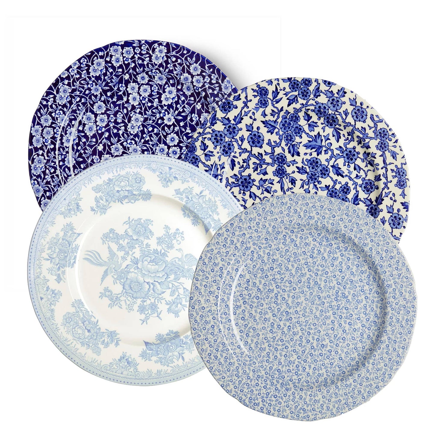 Burleigh Blues Mixed Set of 4 Dinner Plates