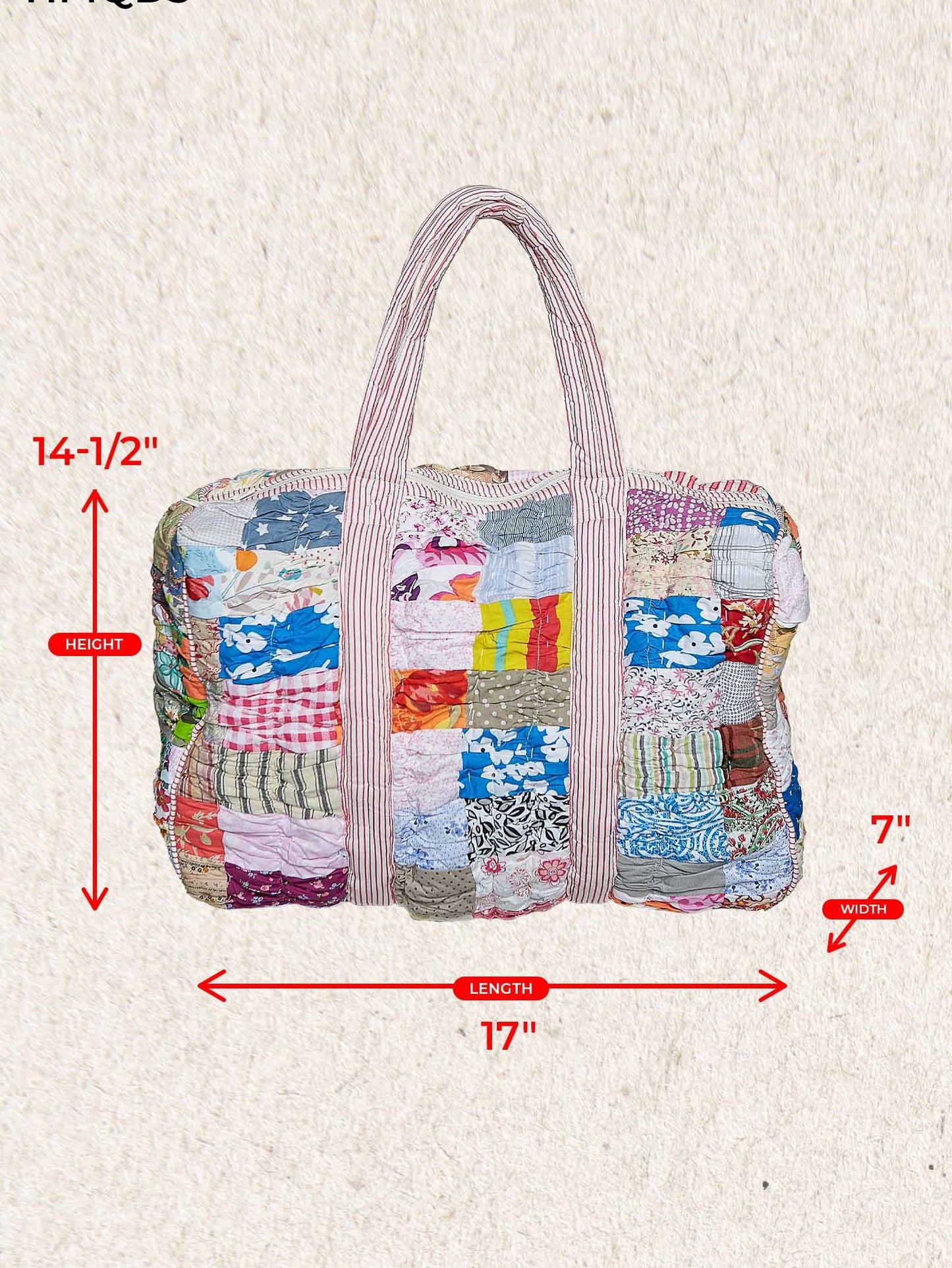 Quilted Multi-Print Mixed Floral Patchwork Duffle Bag: CREAM MULTI / OS