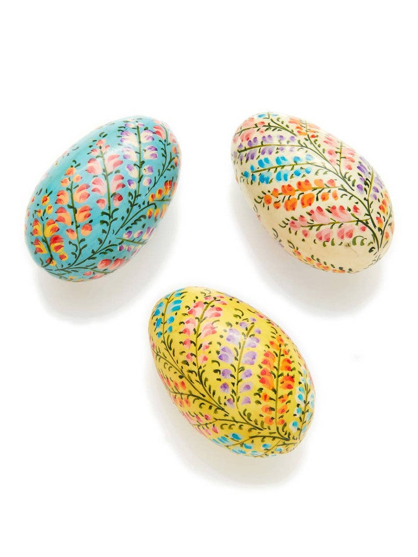 Flowering Vine Kashmiri Eggs - Set of 3