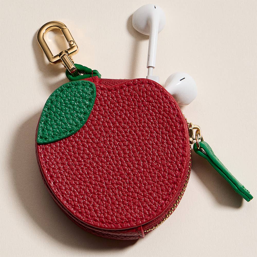 Genuine Leather Apple Coin Purse / Keychain / Bag Charm