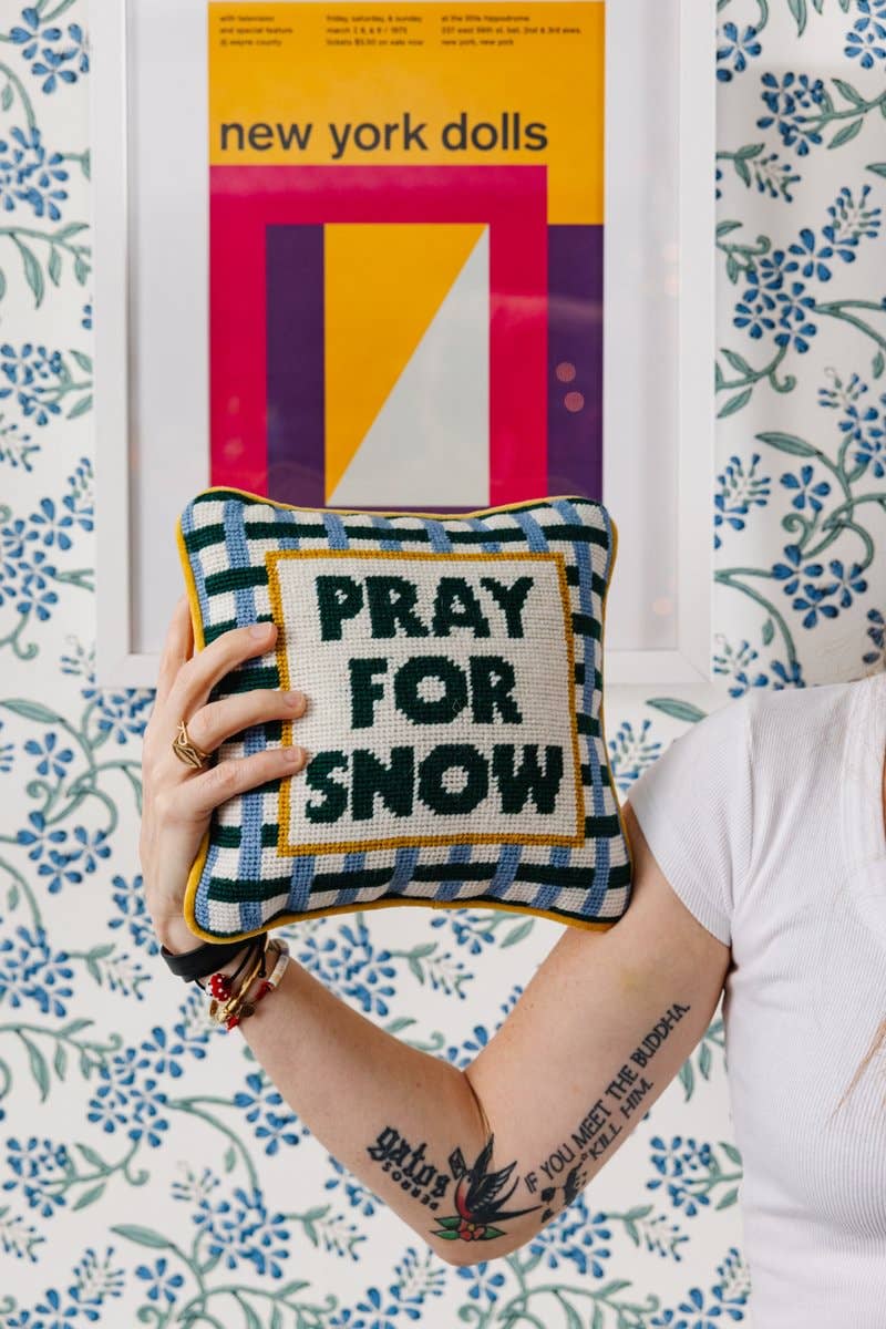Pray For Snow Needlepoint Pillow