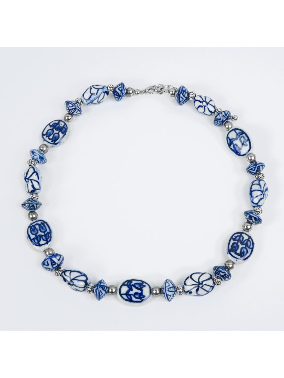 Necklace Duchess - Delft blue - Ceramic - 44-51 cm
