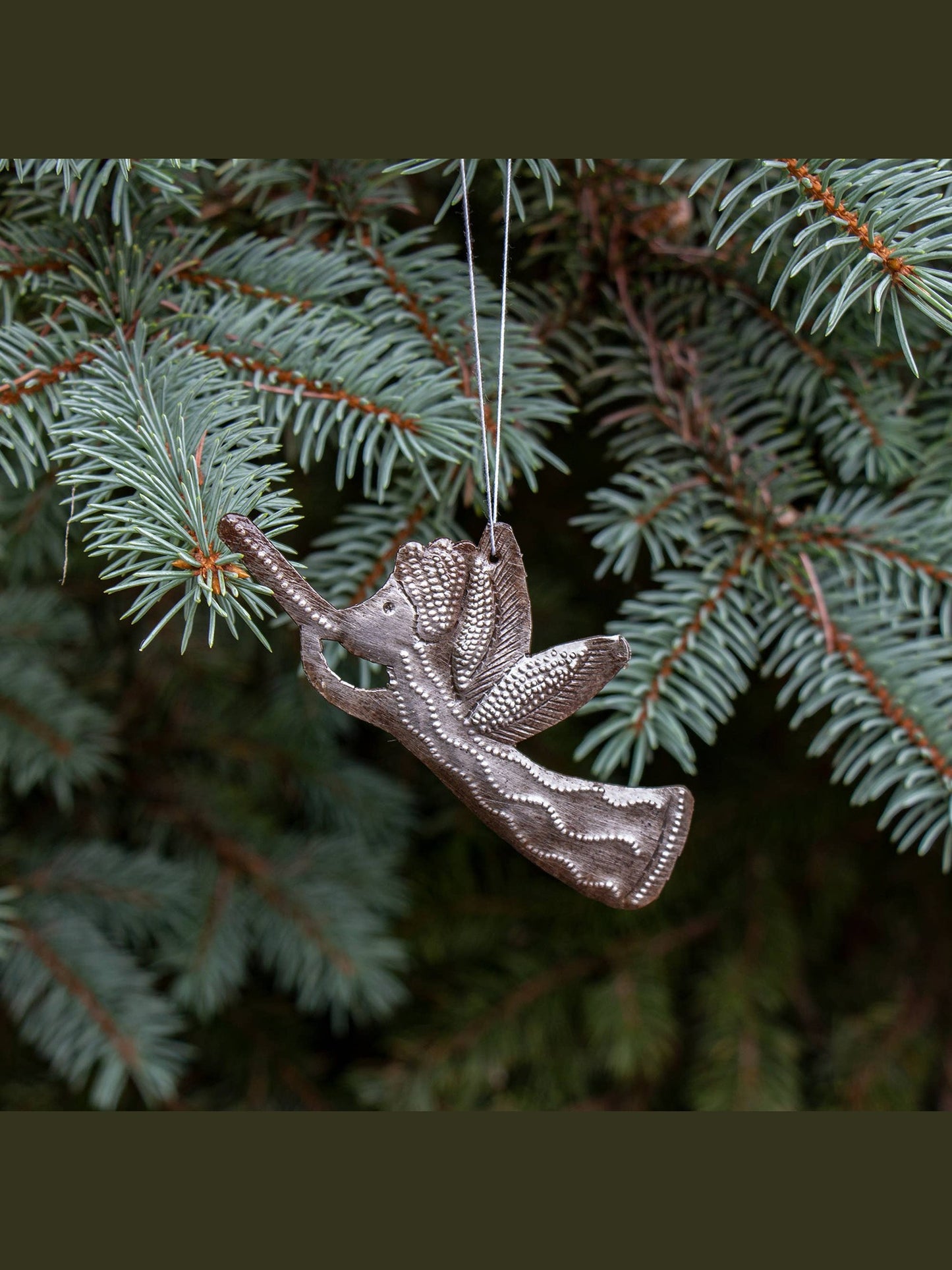 4" x 2" Angel With Trumpet Haitian Metal Drum Ornament