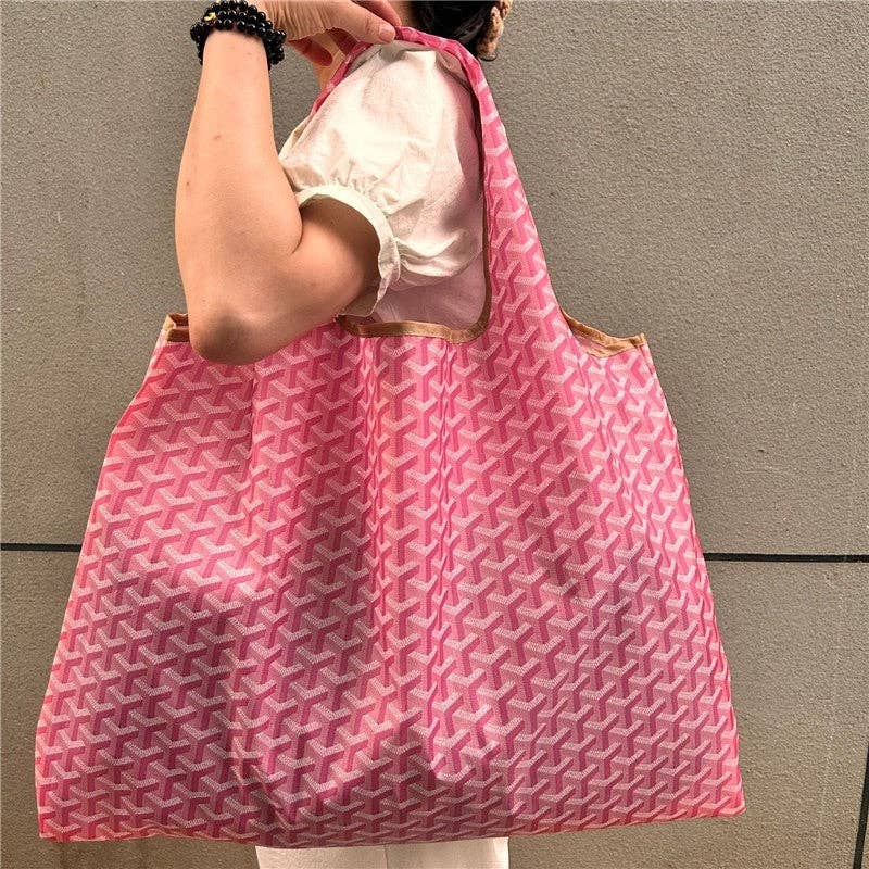 Foldable Large Capacity Shoulder Shopping Bag: PINK