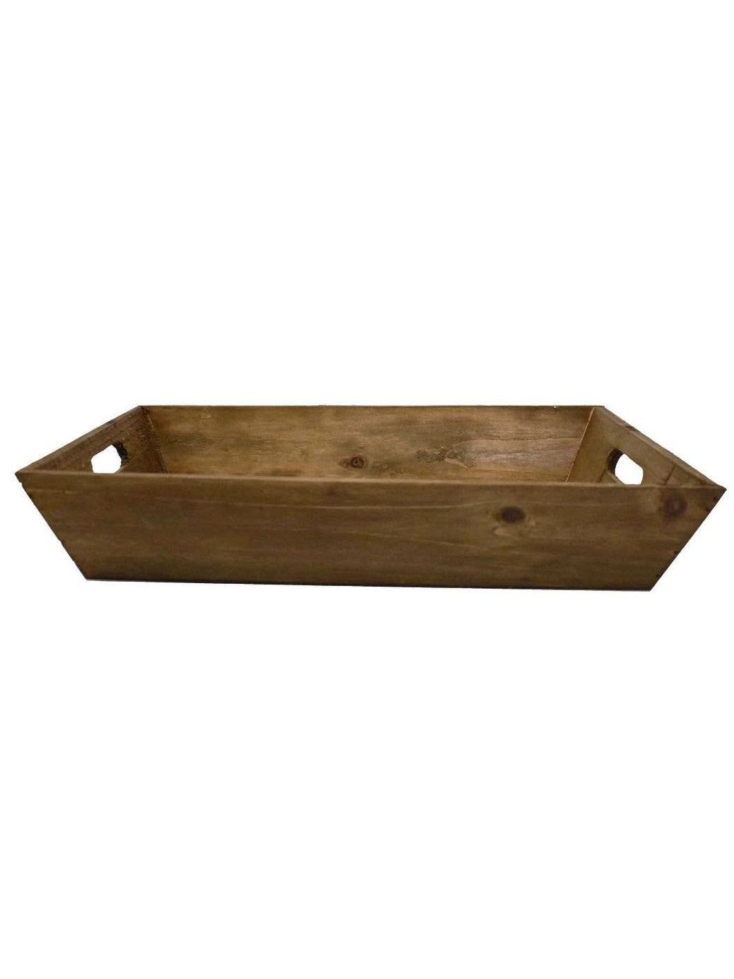 Decorative Wood Tray - 15"L 10.6"W 3"H: Weathered Gray