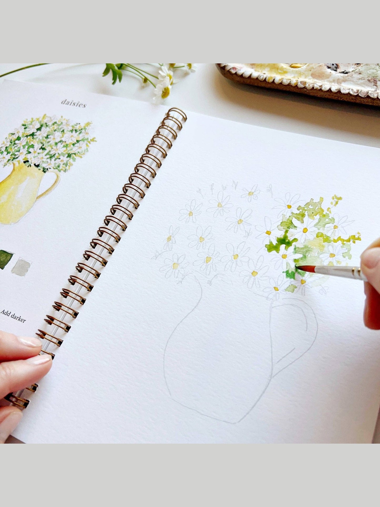 Flowers watercolor paint workbook