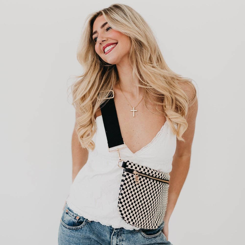 Westlyn Woven Bum Bag Wholesale - NEW COLOR ADDED!: Checkered Emerald