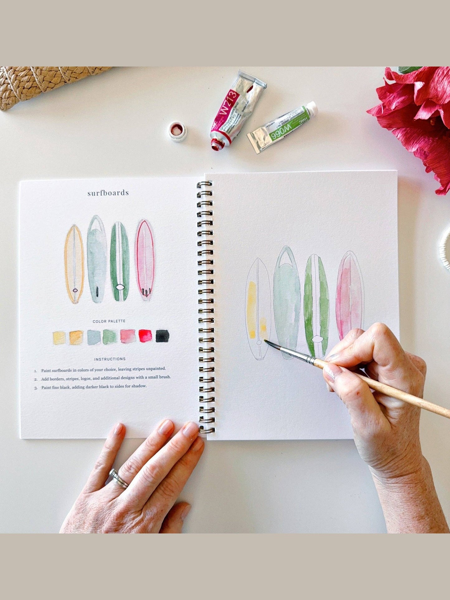 Tropical watercolor paint workbook