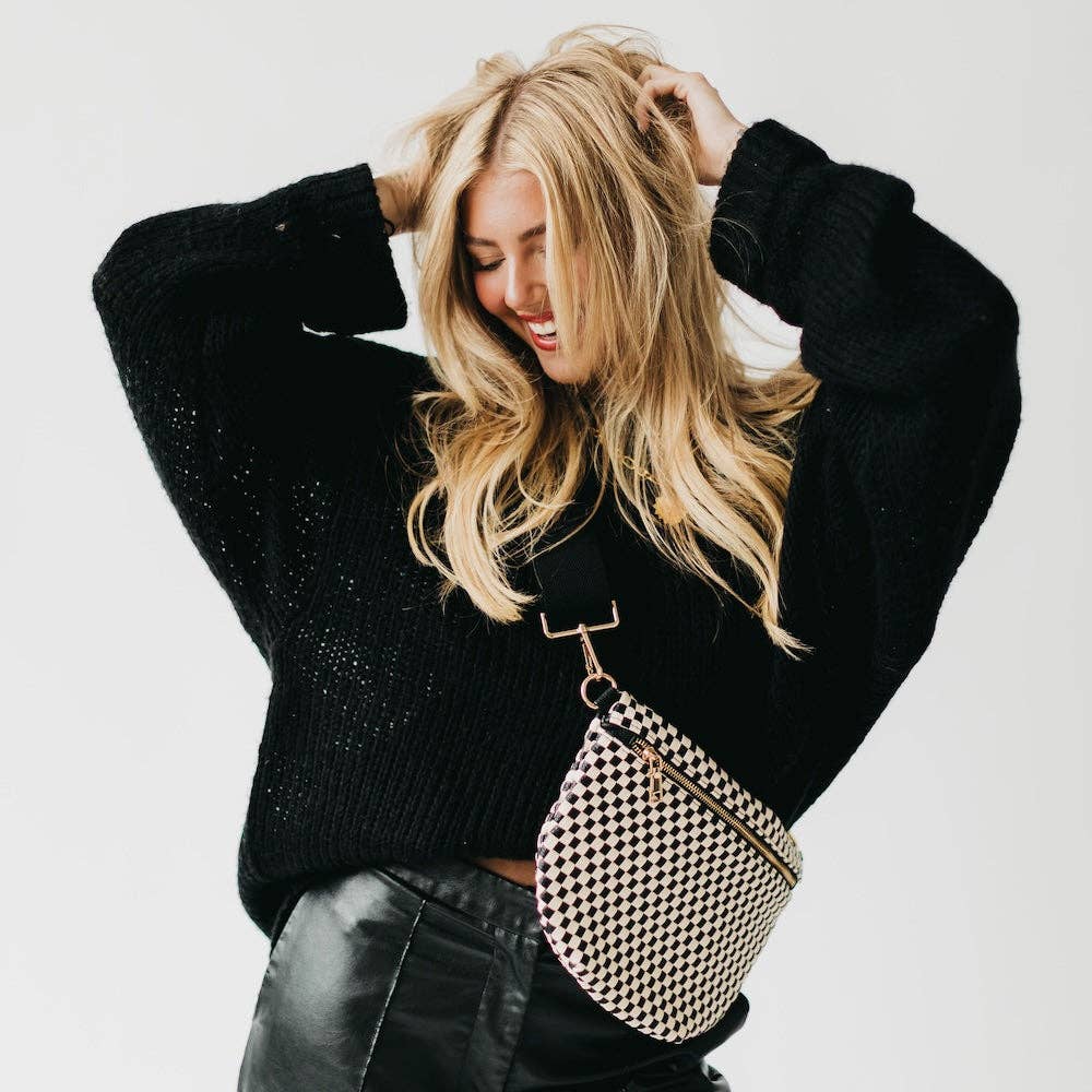 Westlyn Woven Bum Bag Wholesale - NEW COLOR ADDED!: Checkered Emerald