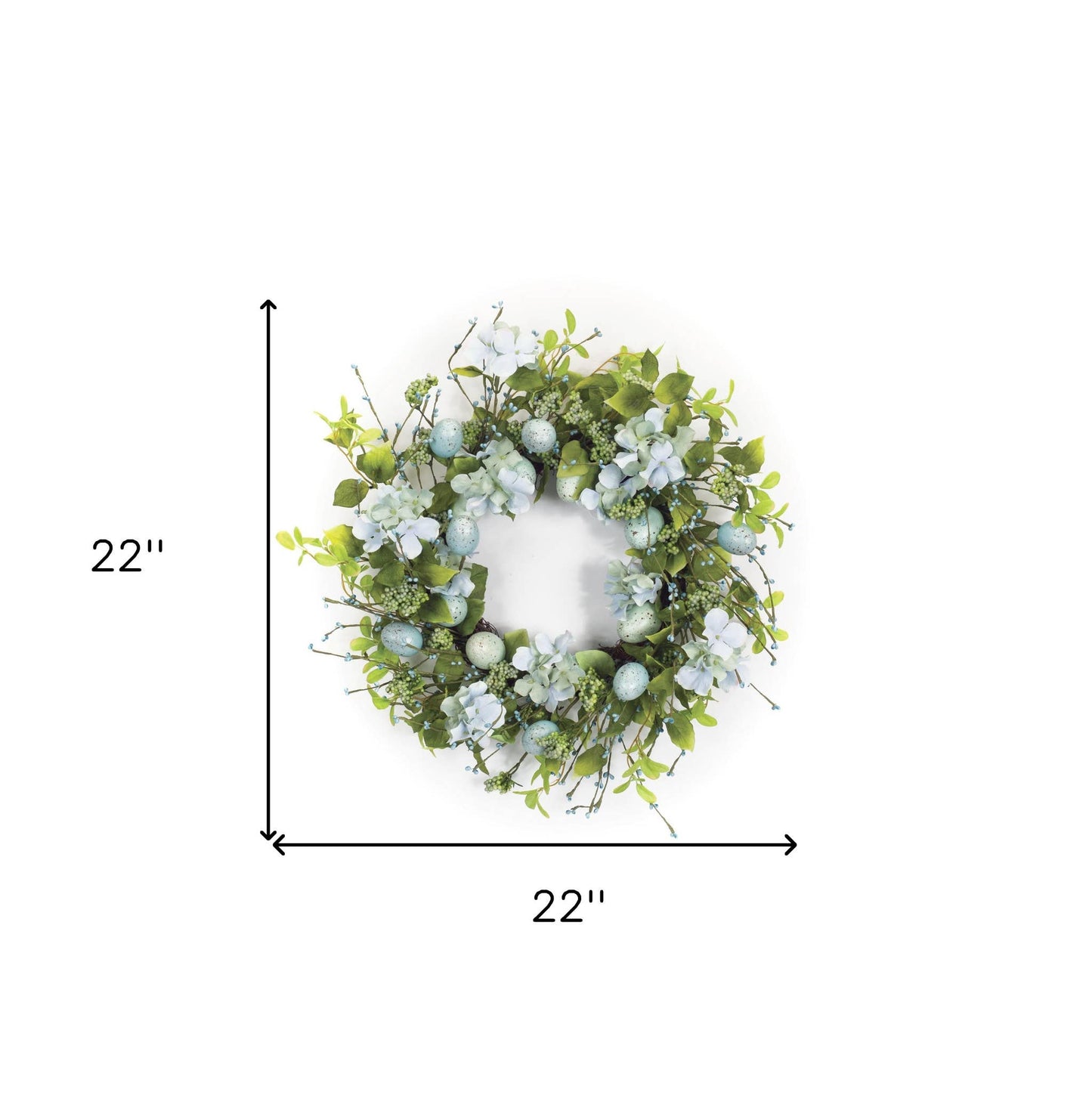 22" Blue And Green Spring Mixed Assortment Artificial Wreath