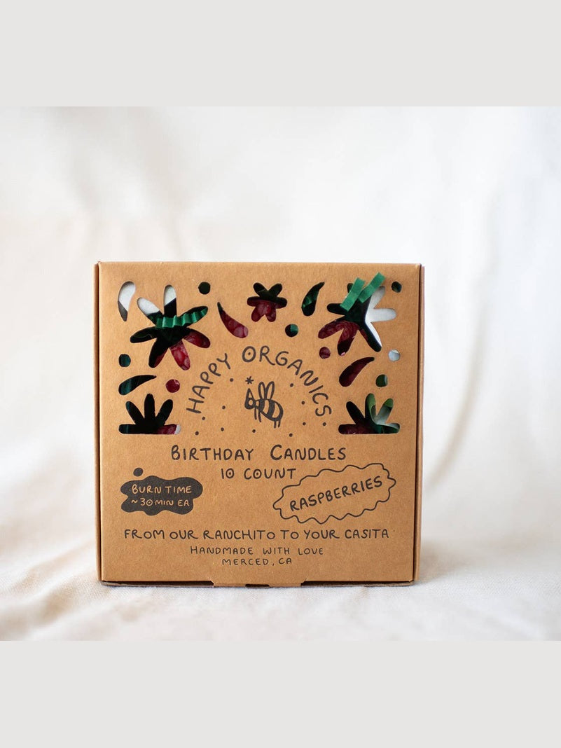 Beeswax Raspberry Birthday Candles: 10