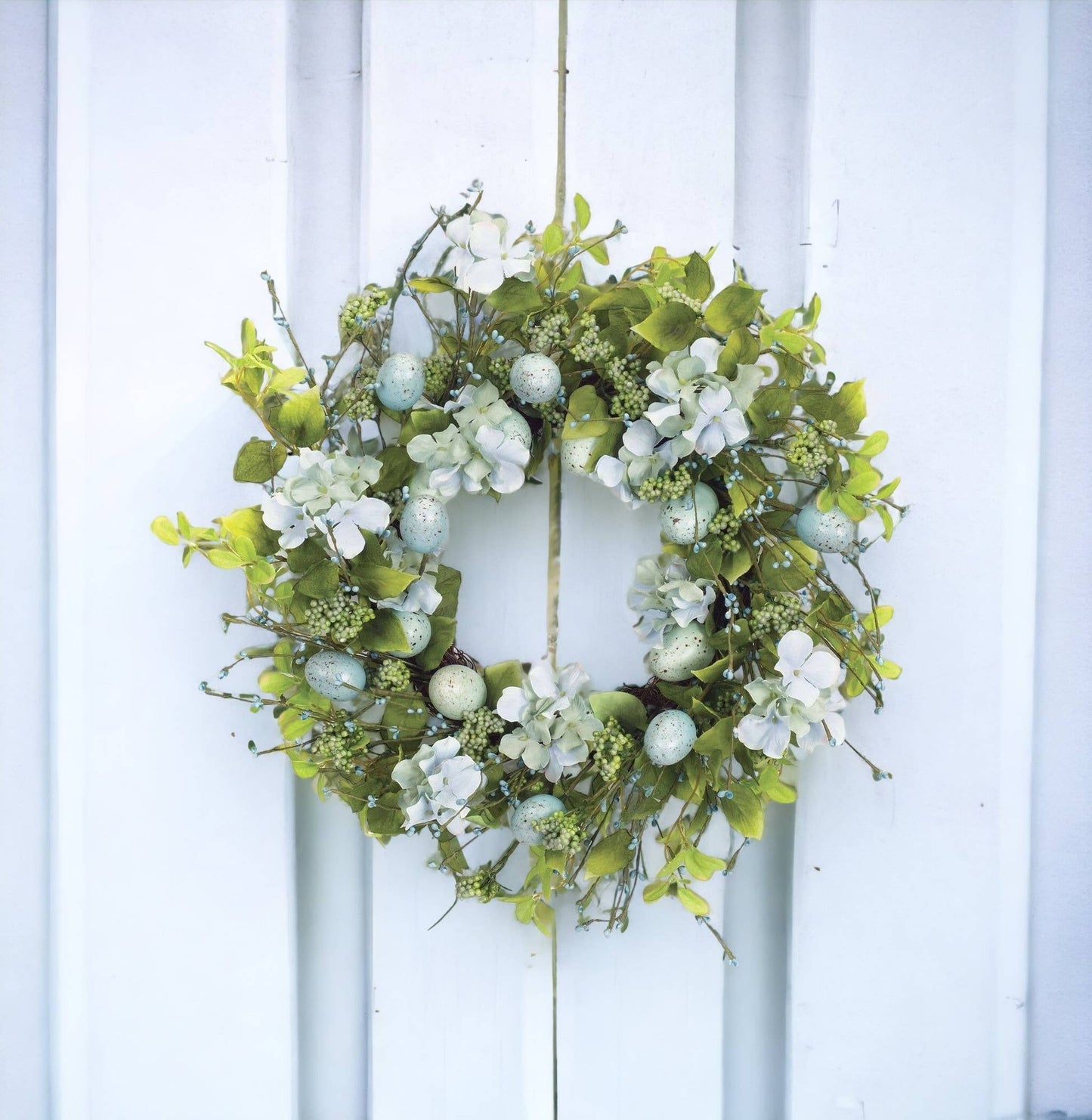 22" Blue And Green Spring Mixed Assortment Artificial Wreath