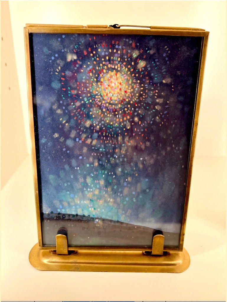 Star of Bethlehem Print by Sarah Richards Samuelson in Brass Frame w/ Stand