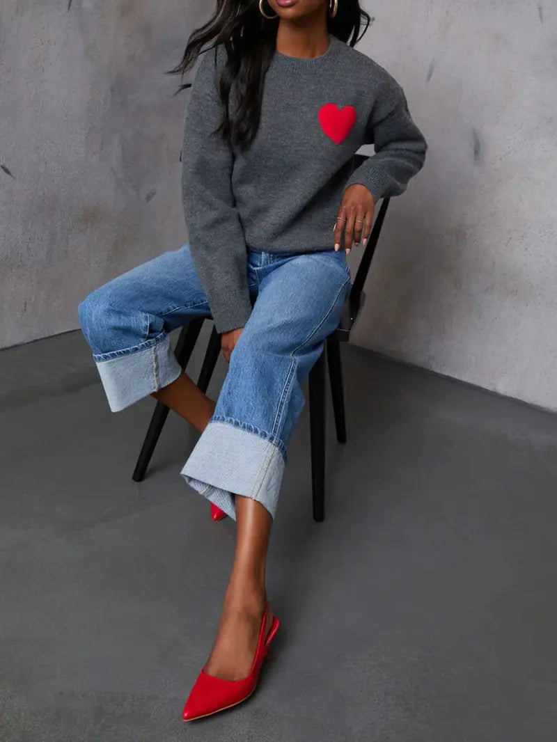 Women's Heart Sweater Pullover