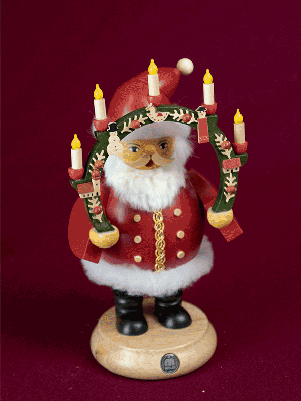 Müller German incense smoker Santa Claus under candlearch