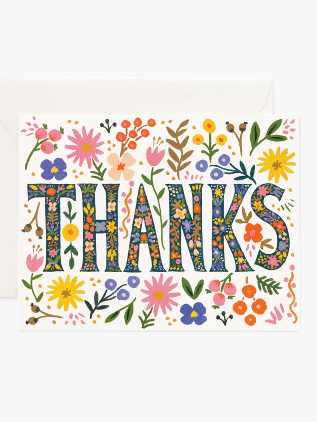 Floral Thanks Greeting Cards- Pack of 8