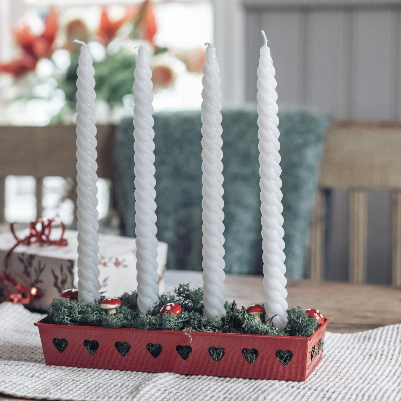Swedish Advent Candle Tray (Red or White)