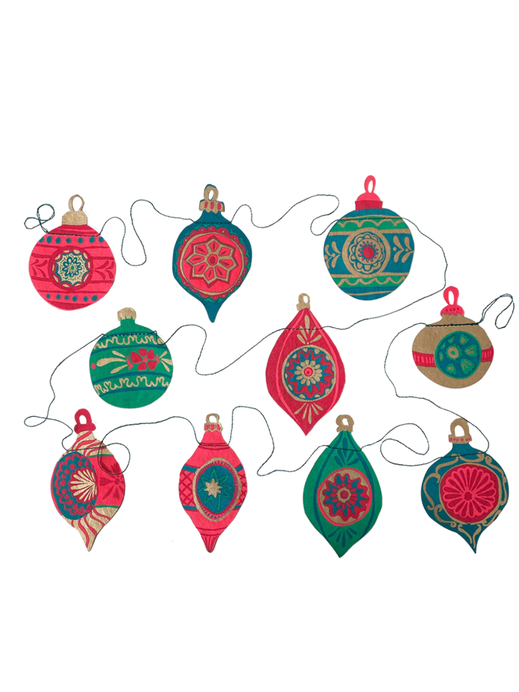 Hand Printed Bauble Garland