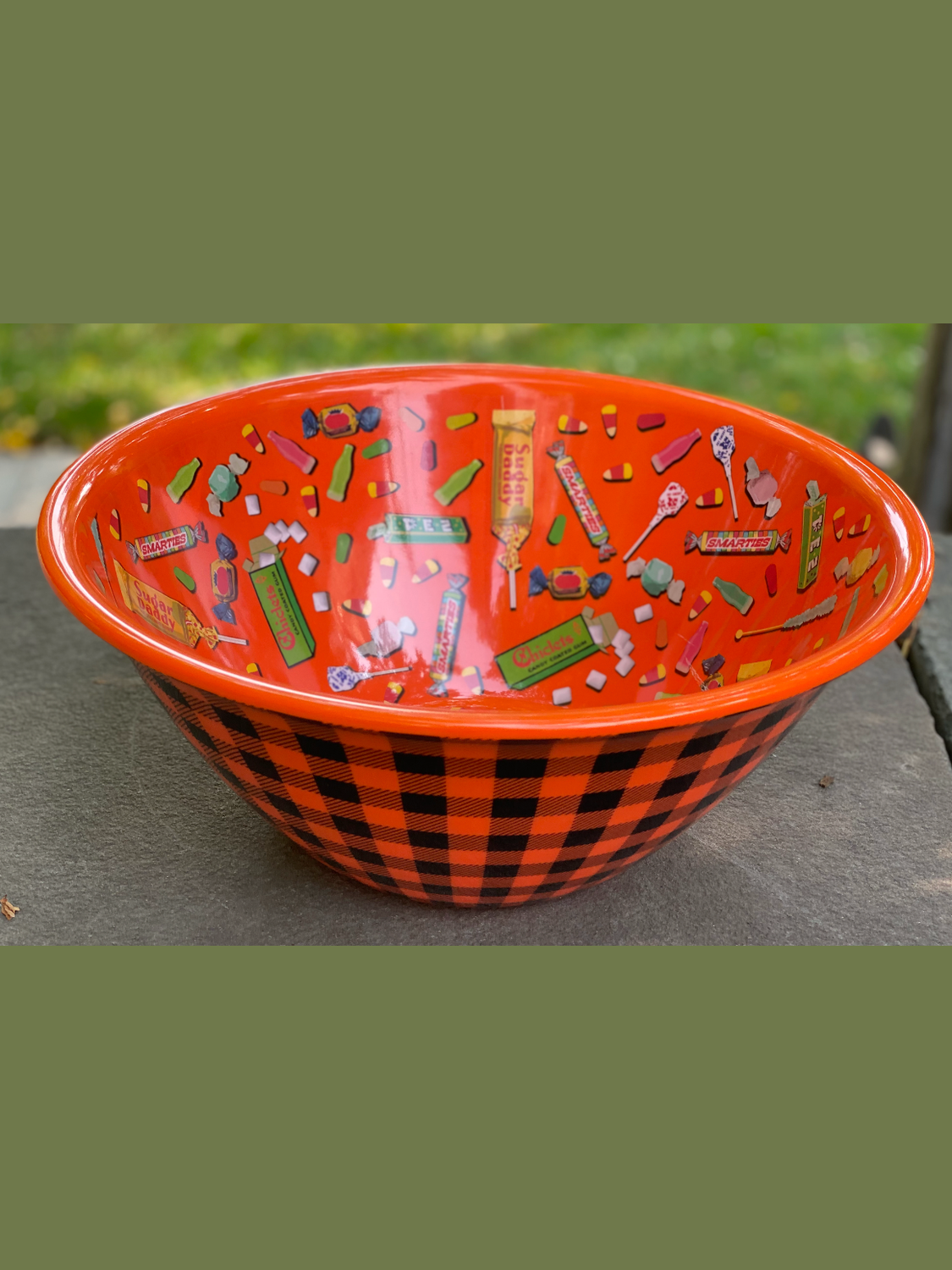 Halloween Gingham 14" Candy Bowl