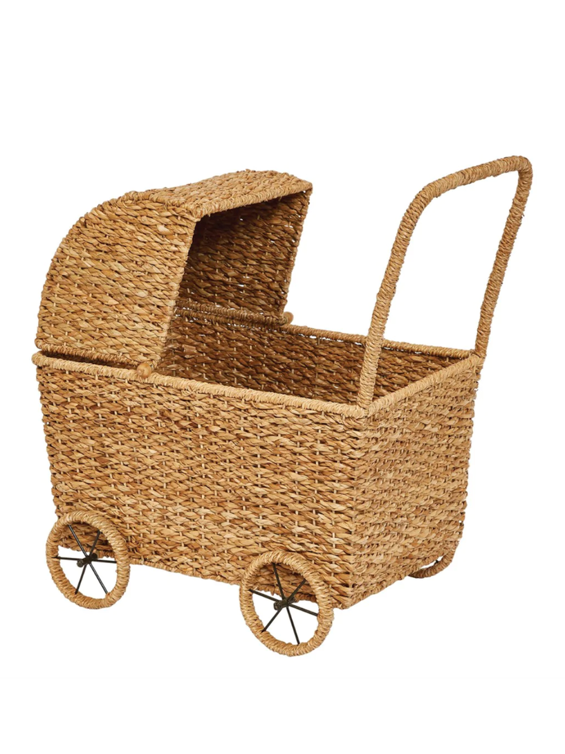 Hand-Woven Bassinet Stroller with Detachable Hood *no free shipping on this item*