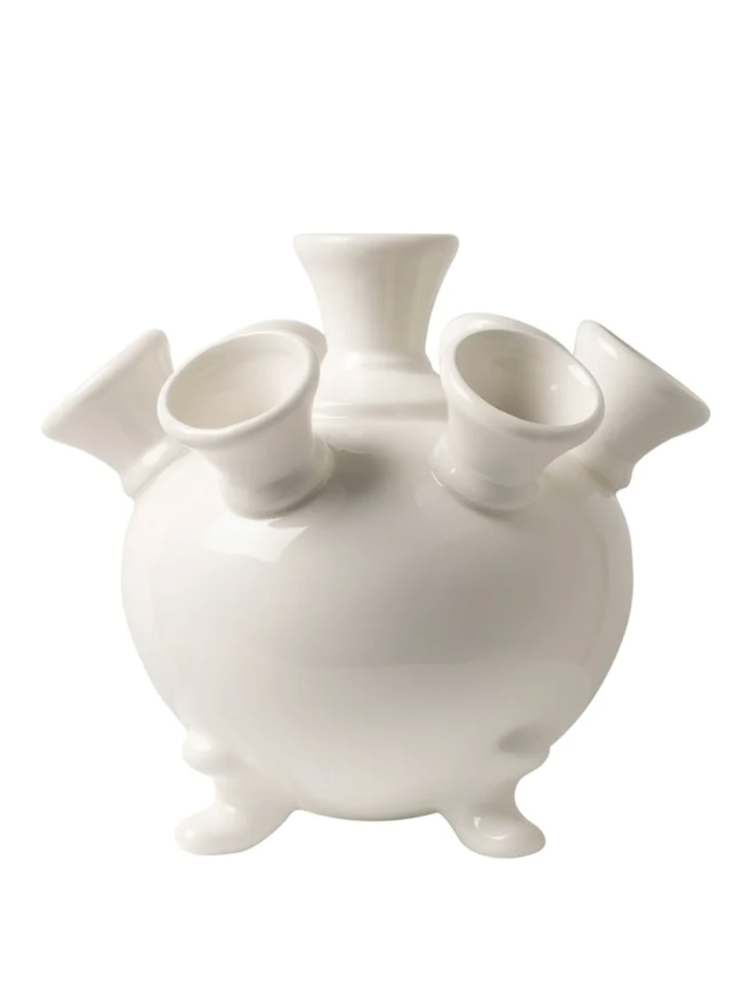 Heinen Delft Blauw Large White Tulip Vase on Legs