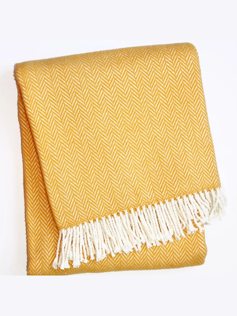 Herringbone Plush Throw (Yellow)