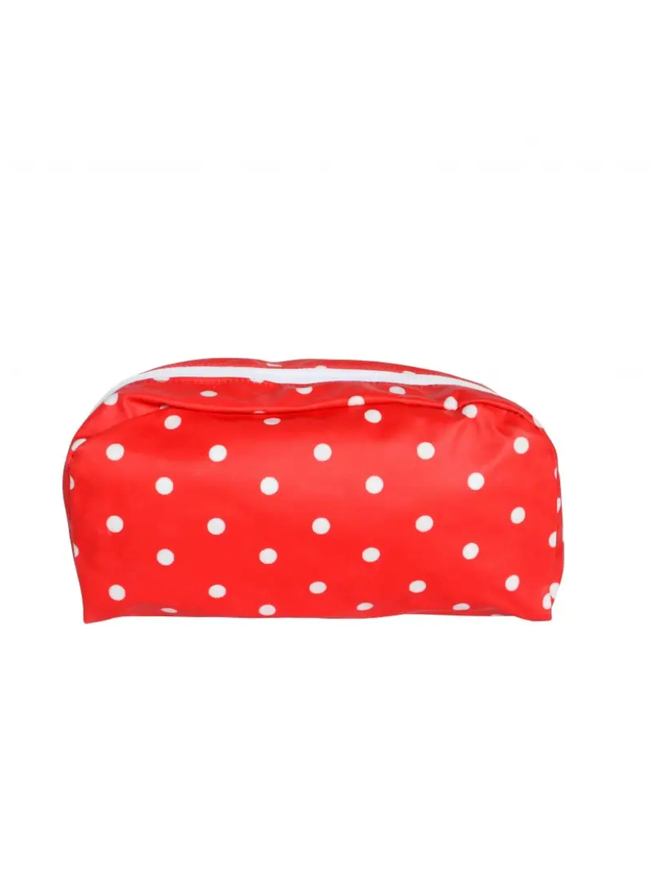 Isabelle Rose Cosmetic Bag Red Dots Round