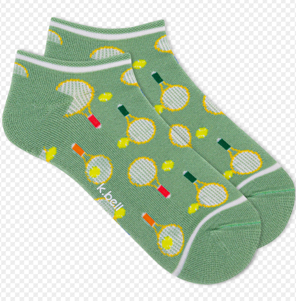 K.Bell Women's Racquet Repeat No Show Sock (size 4-10)