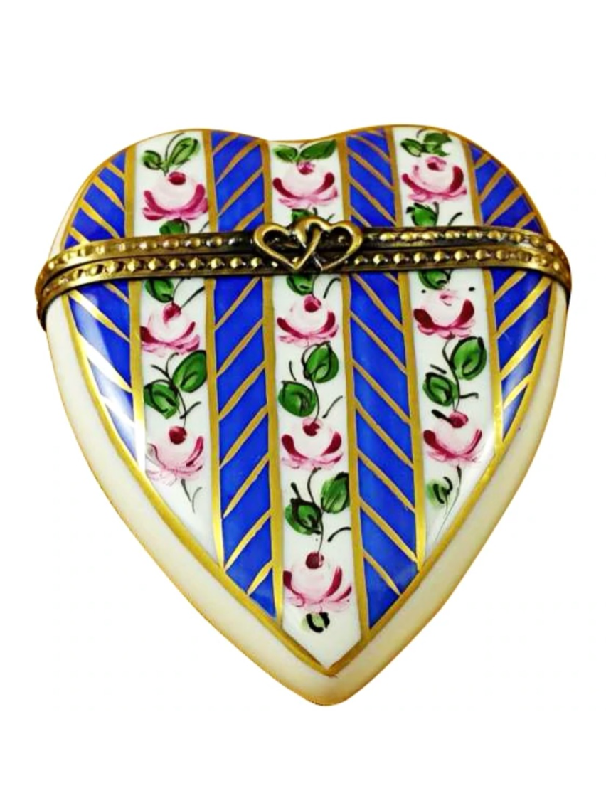 Large Blue Heart Limoges Box