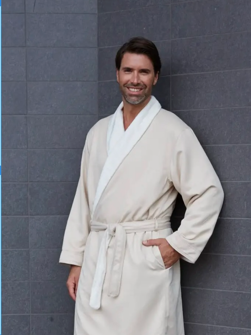 Luxe Lounge Microfiber Shimmer Lined Robe (natural tan)